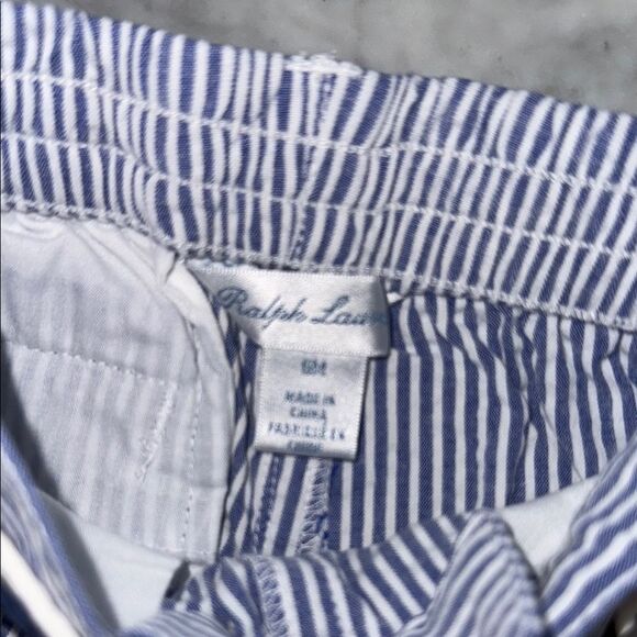 Ralph Lauren White Button Down Shirt with stripe blue pants & belt 6M - Picture 8 of 8